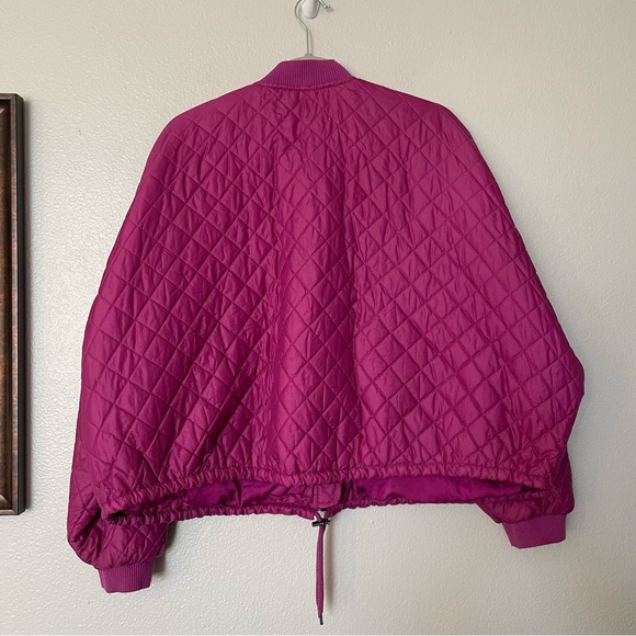 Free People Easy Quilted Pink Bomber Jacket Size Medium - Picture 3 of 8